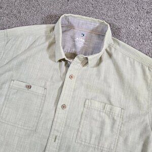 Kuhl Shirt Mens Lht Green Large Short Sleeve Button Front Pockets Outdoors Plaid